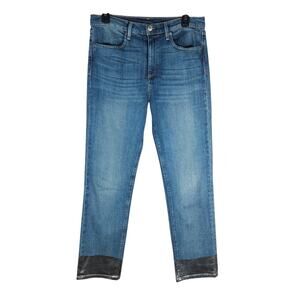 Rag & Bone Cigarette Jeans 29 Bilbury Silver Metallic Ankle Hem Modern Everyday